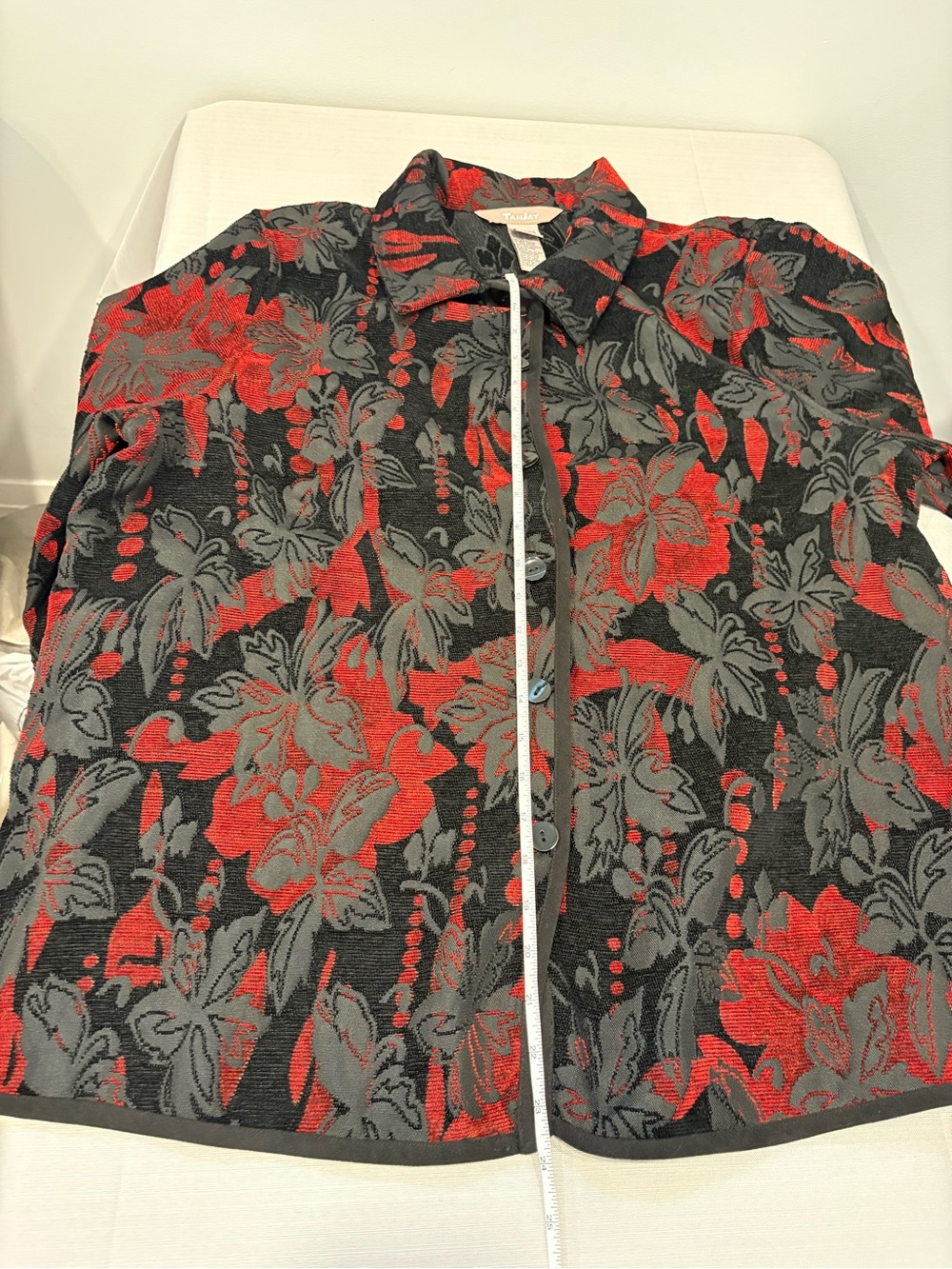 TanJay Black & Red Floral Button-Down Blazer #1253 - Picture 8 of 15